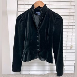 Ralph Lauren Black Velvet Bolero Cinched Waist Blazer Size 2 EUC